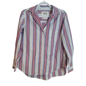 Grayson The Hero Striped Button Down Shirt Red Blue White Cotton Size 03 Medium